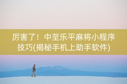 厉害了！中至乐平麻将小程序技巧(揭秘手机上助手软件)