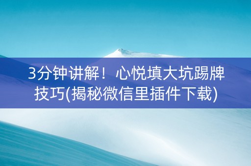 3分钟讲解！心悦填大坑踢牌技巧(揭秘微信里插件下载)