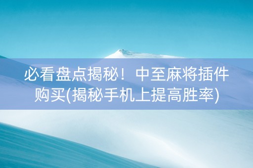 必看盘点揭秘！中至麻将插件购买(揭秘手机上提高胜率)