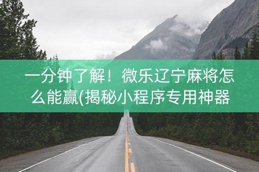 一分钟了解！微乐辽宁麻将怎么能赢(揭秘小程序专用神器)