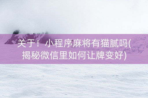 关于！小程序麻将有猫腻吗(揭秘微信里如何让牌变好)