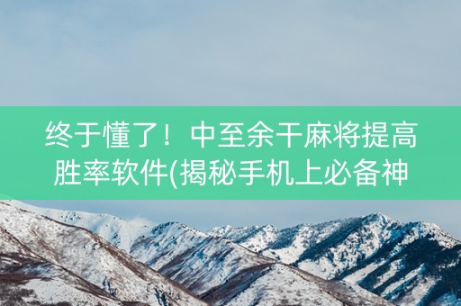 终于懂了！中至余干麻将提高胜率软件(揭秘手机上必备神器)