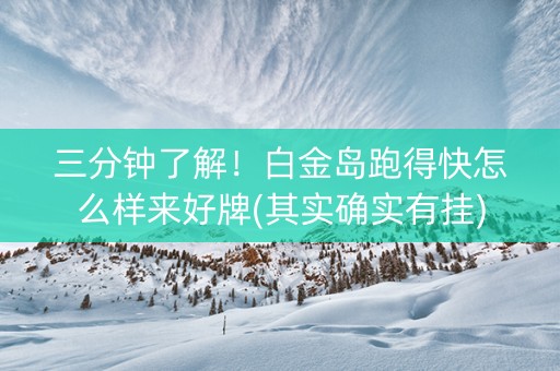 三分钟了解！白金岛跑得快怎么样来好牌(其实确实有挂)