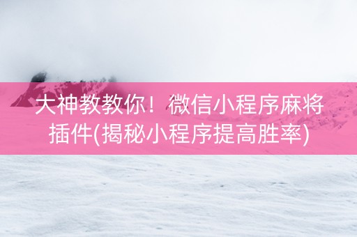 大神教教你！微信小程序麻将插件(揭秘小程序提高胜率)