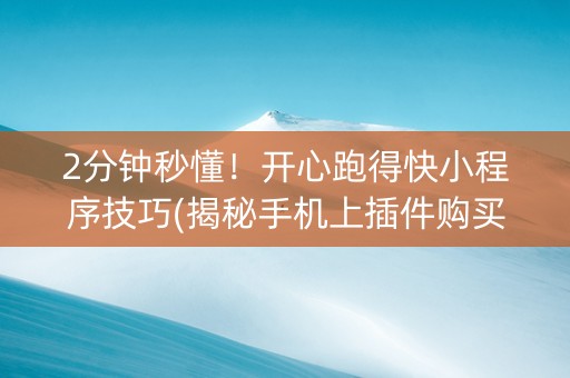 2分钟秒懂！开心跑得快小程序技巧(揭秘手机上插件购买)