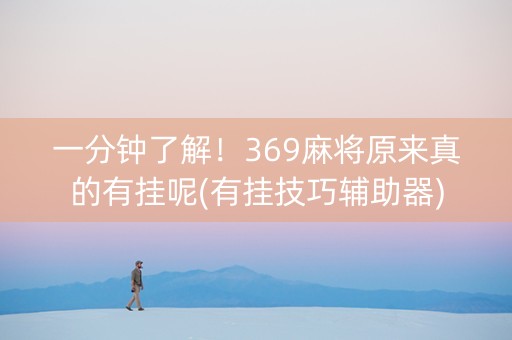 一分钟了解！369麻将原来真的有挂呢(有挂技巧辅助器)