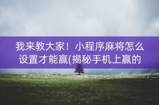 我来教大家！小程序麻将怎么设置才能赢(揭秘手机上赢的秘诀)