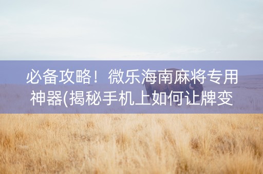 必备攻略！微乐海南麻将专用神器(揭秘手机上如何让牌变好)