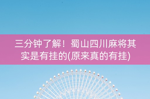 三分钟了解！蜀山四川麻将其实是有挂的(原来真的有挂)