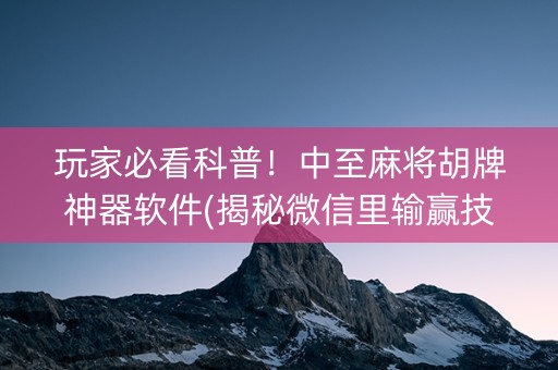 玩家必看科普！中至麻将胡牌神器软件(揭秘微信里输赢技巧)