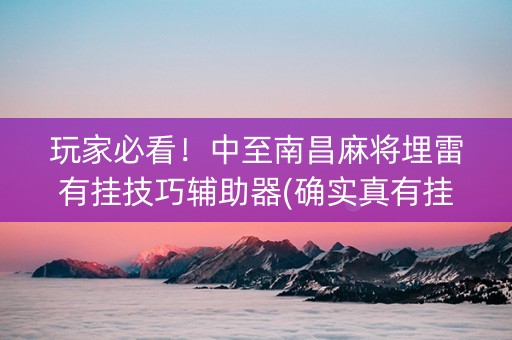 玩家必看！中至南昌麻将埋雷有挂技巧辅助器(确实真有挂)