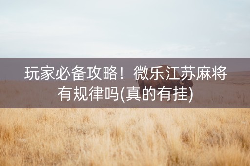 玩家必备攻略！微乐江苏麻将有规律吗(真的有挂)