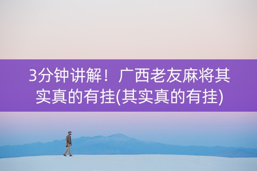 3分钟讲解！广西老友麻将其实真的有挂(其实真的有挂)