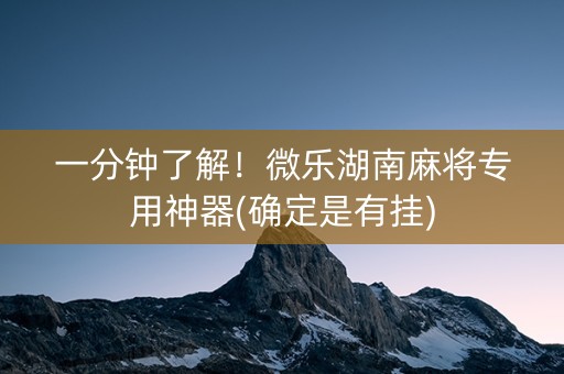 一分钟了解！微乐湖南麻将专用神器(确定是有挂)