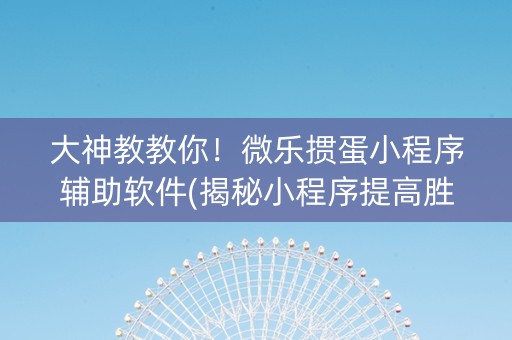 大神教教你！微乐掼蛋小程序辅助软件(揭秘小程序提高胜率)