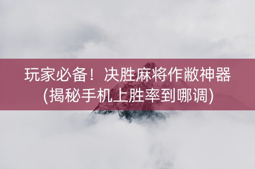 玩家必备！决胜麻将作敝神器(揭秘手机上胜率到哪调)