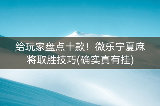 给玩家盘点十款！微乐宁夏麻将取胜技巧(确实真有挂)