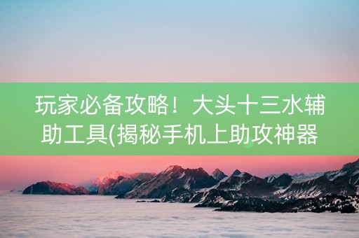 玩家必备攻略！大头十三水辅助工具(揭秘手机上助攻神器)