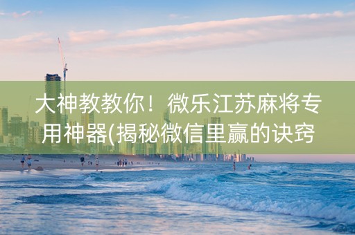 大神教教你！微乐江苏麻将专用神器(揭秘微信里赢的诀窍)