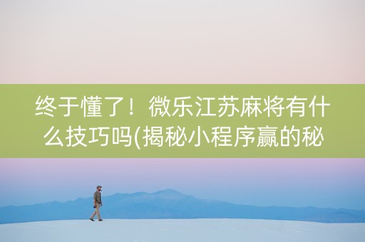 终于懂了！微乐江苏麻将有什么技巧吗(揭秘小程序赢的秘诀)