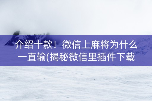 介绍十款！微信上麻将为什么一直输(揭秘微信里插件下载)