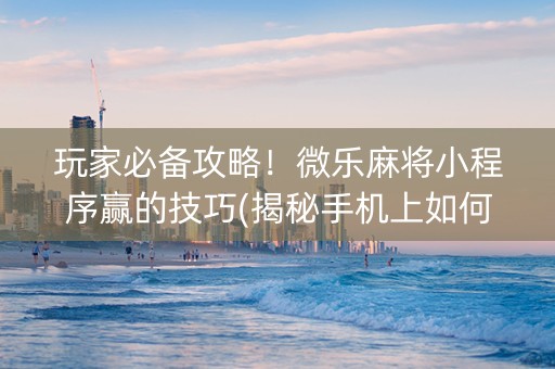 玩家必备攻略！微乐麻将小程序赢的技巧(揭秘手机上如何让牌变好)