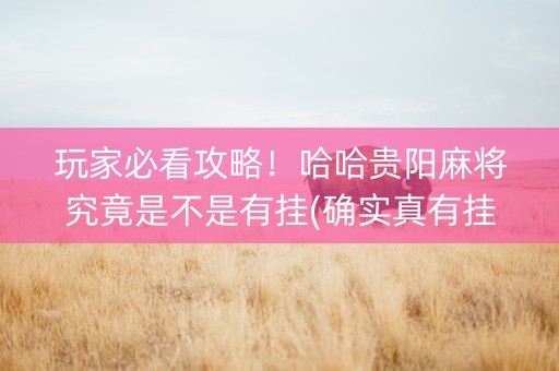 玩家必看攻略！哈哈贵阳麻将究竟是不是有挂(确实真有挂)