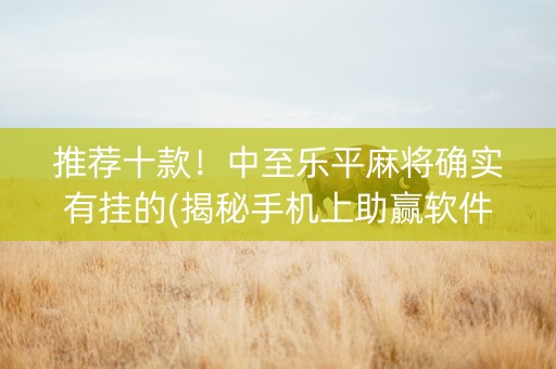 推荐十款！中至乐平麻将确实有挂的(揭秘手机上助赢软件)