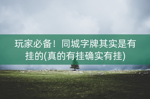 玩家必备！同城字牌其实是有挂的(真的有挂确实有挂)