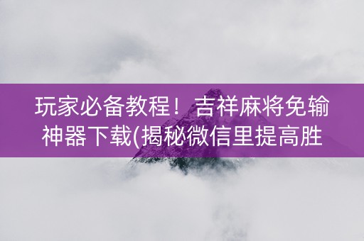 玩家必备教程！吉祥麻将免输神器下载(揭秘微信里提高胜率)