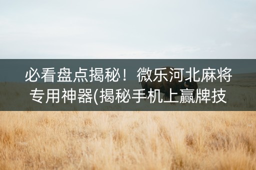 必看盘点揭秘！微乐河北麻将专用神器(揭秘手机上赢牌技巧)