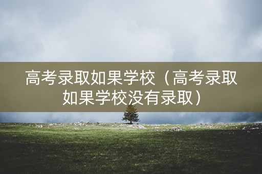 高考录取如果学校（高考录取如果学校没有录取）