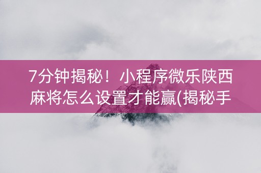 7分钟揭秘！小程序微乐陕西麻将怎么设置才能赢(揭秘手机上插件免费)