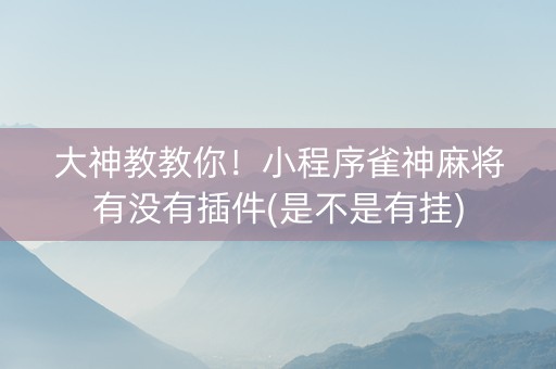 大神教教你！小程序雀神麻将有没有插件(是不是有挂)