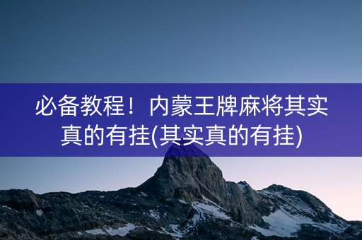 必备教程！内蒙王牌麻将其实真的有挂(其实真的有挂)