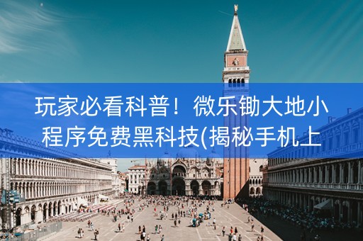 玩家必看科普！微乐锄大地小程序免费黑科技(揭秘手机上插件购买)