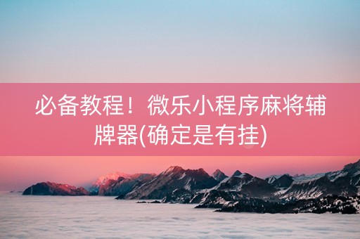 必备教程！微乐小程序麻将辅牌器(确定是有挂)