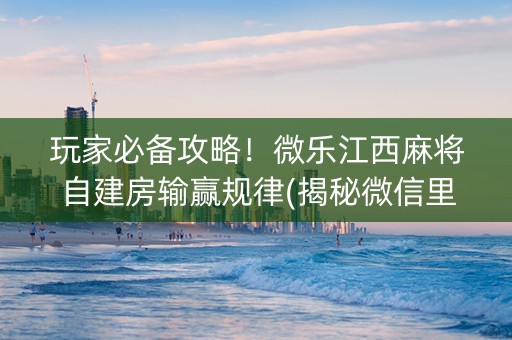 玩家必备攻略！微乐江西麻将自建房输赢规律(揭秘微信里插件购买)