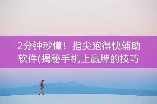 2分钟秒懂！指尖跑得快辅助软件(揭秘手机上赢牌的技巧)