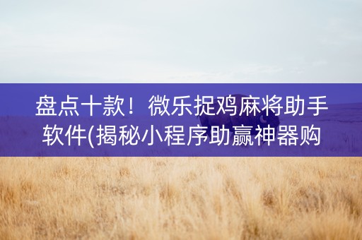 盘点十款！微乐捉鸡麻将助手软件(揭秘小程序助赢神器购买)