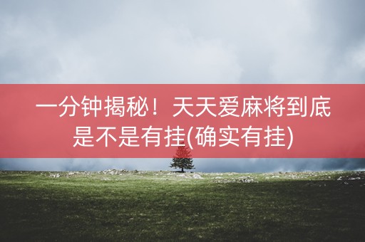 一分钟揭秘！天天爱麻将到底是不是有挂(确实有挂)