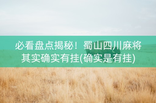 必看盘点揭秘！蜀山四川麻将其实确实有挂(确实是有挂)
