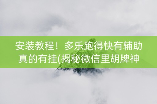 安装教程！多乐跑得快有辅助真的有挂(揭秘微信里胡牌神器)