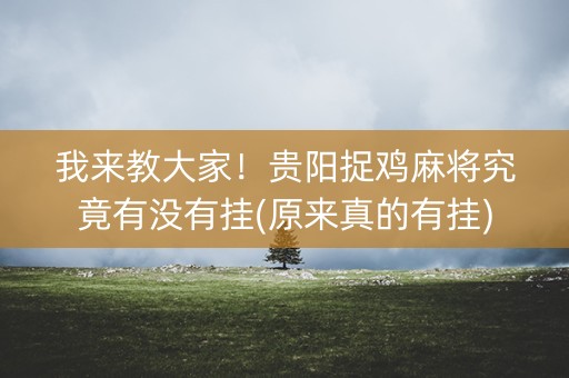 我来教大家！贵阳捉鸡麻将究竟有没有挂(原来真的有挂)