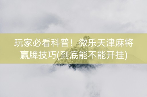 玩家必看科普！微乐天津麻将赢牌技巧(到底能不能开挂)