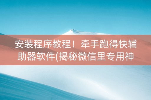 安装程序教程！牵手跑得快辅助器软件(揭秘微信里专用神器)
