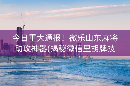 今日重大通报！微乐山东麻将助攻神器(揭秘微信里胡牌技巧)