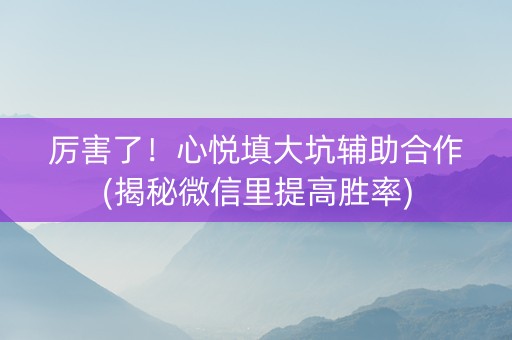 厉害了！心悦填大坑辅助合作(揭秘微信里提高胜率)