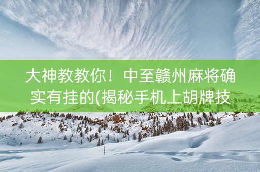 大神教教你！中至赣州麻将确实有挂的(揭秘手机上胡牌技巧)