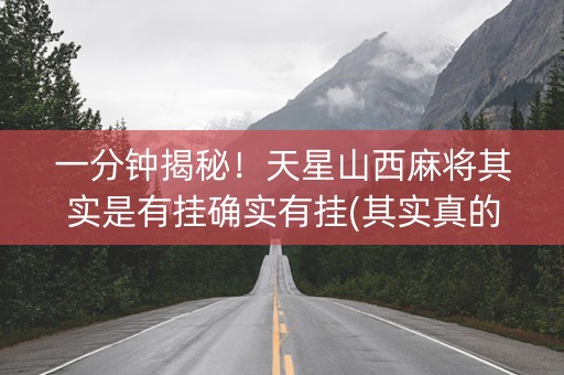一分钟揭秘！天星山西麻将其实是有挂确实有挂(其实真的有挂)